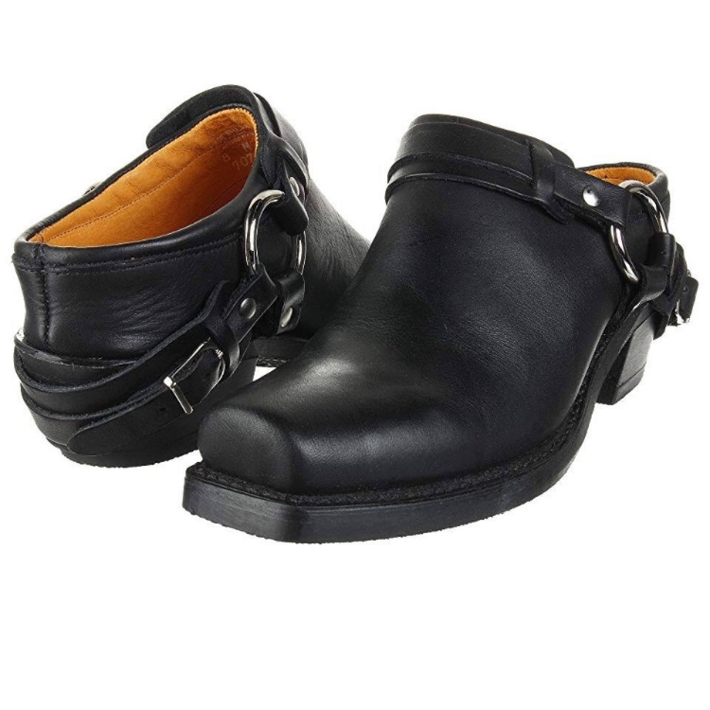 Frye belted harness mules